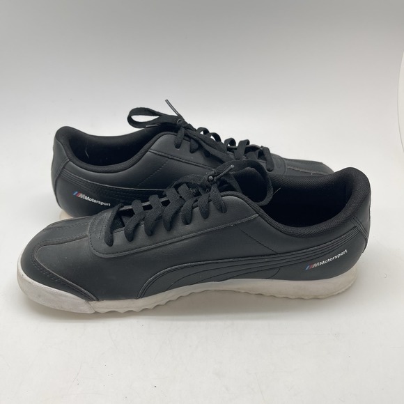 Puma x BMW MMS Roma Sneakers Mens 10.5 339929-01 Black Leather Casual Shoes - Picture 7 of 10
